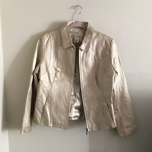 Gold 100% Authentic Leather Jacket